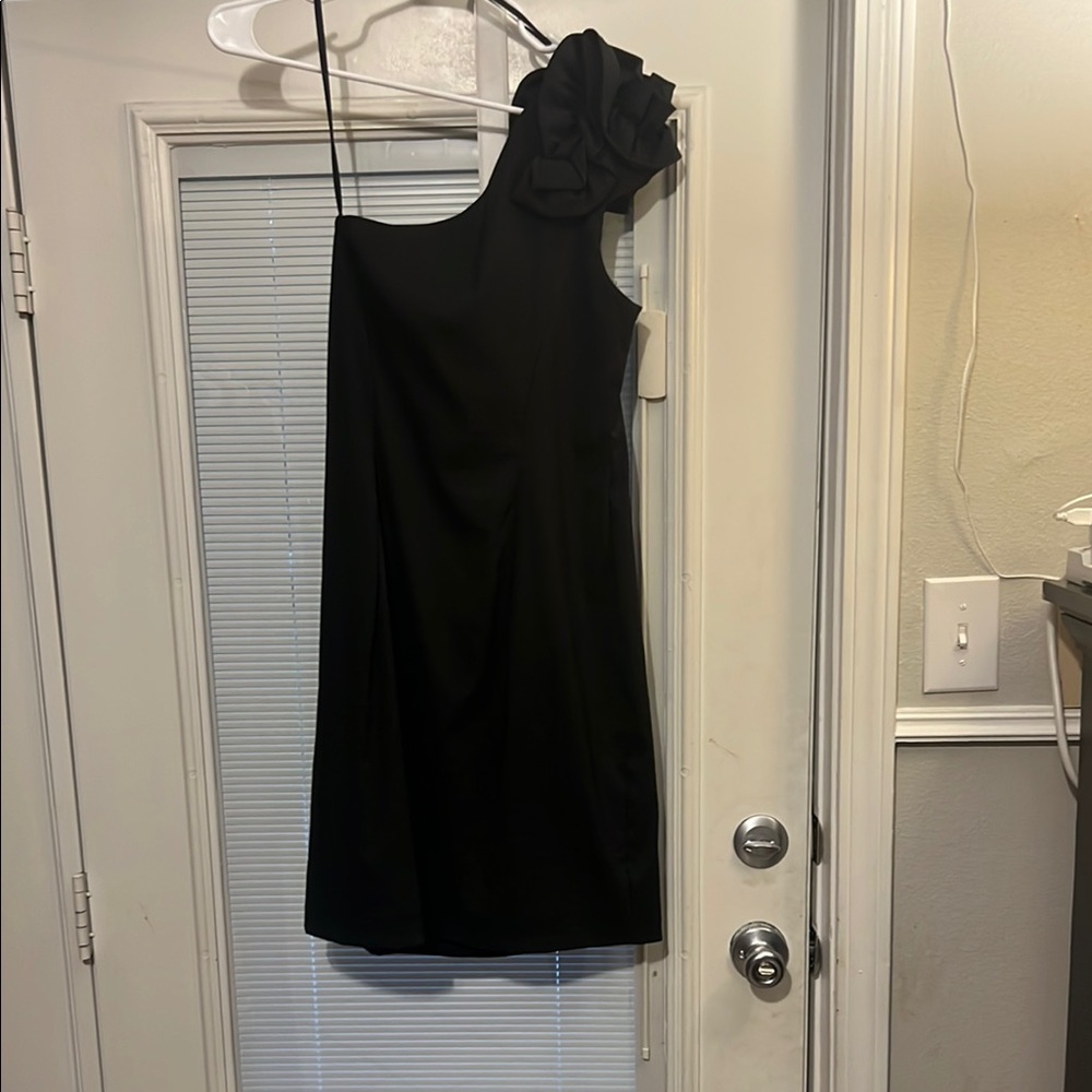 S.L. Fashions Black One-Shoulder Sheath Dress